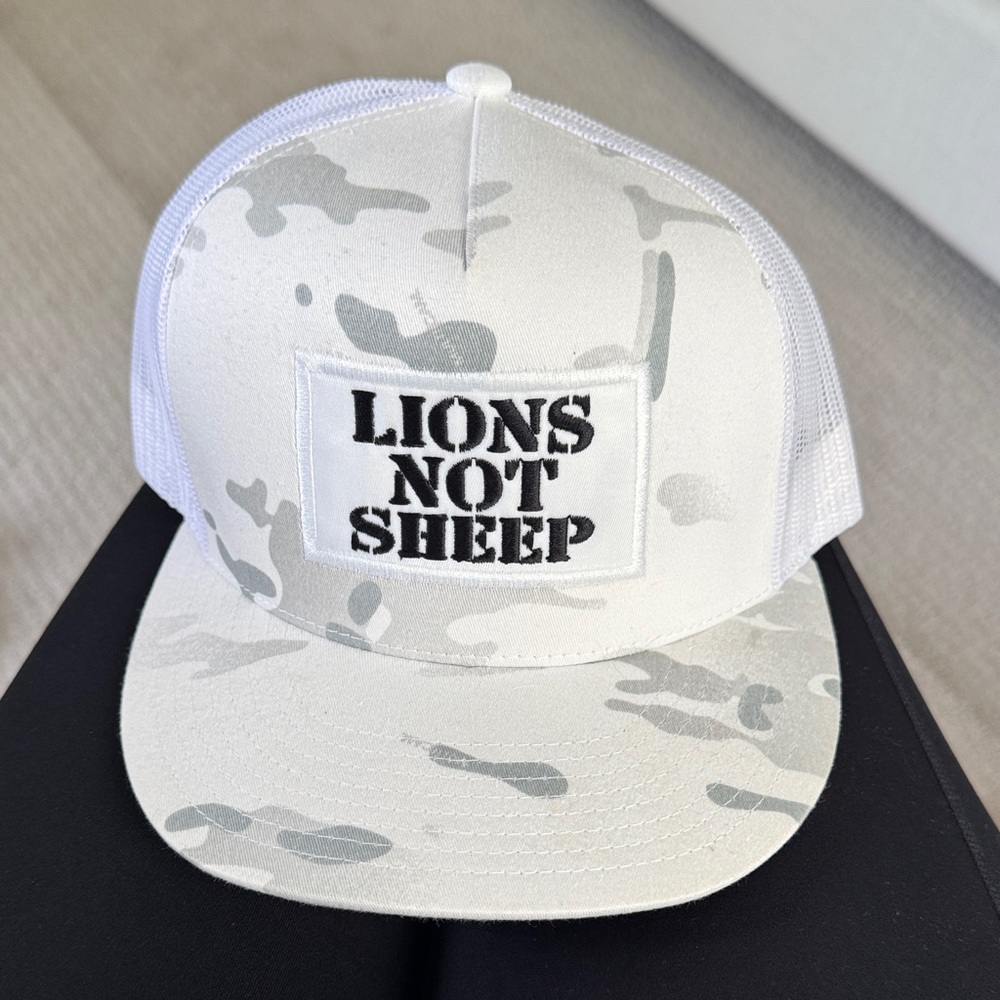 Lions Not Sheep White Camo Trucker Hat